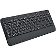 Logitech Signature K650 Wireless Keyboard with Wrist Rest, Full-Size, BLE Bluetooth or Logi Bolt USB, Comfort Deep-Cushioned Keys, Numpad, Compatible with most OS/PC/Windows/Mac, QWERTY UK - Grey