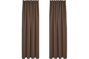Deconovo Tende Oscuranti Camera da Letto 2 Pezzi, Termiche Isolanti, Tende Coprente e Moderne per Finestre Interni, 140x290 CM (Larghezza x Altezza), Marrone