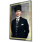 Atat&uuml;rk Cam Tablo Ev ve Ofis Duvar Dekoru Hediyelik B&uuml;y&uuml;k Tablo Dayanıklı Cam