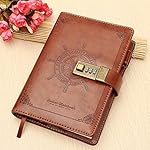 MOHOO Password Notebook Vintage Brown B6 Rudder Leather Diary Notebook With Combination Lock 112 sheets(Mother's Day Gifts)