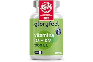 GLORYFEEL Vitamina D3 K2, Vitamina D, Eletto PRODOTTO DELL'ANNO 2025, Qualità Premium K2VITAL®, 200 Compresse, Vitamina D3 2000 UI + 100 µg Vitamina K, Supporta Ossa, Denti, Articolazioni e Sistema Immunitario