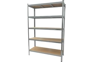 StoreRack Garage Shelving Units, 5 Tier Storage Racking, Wide 1 Bay Heavy Duty Industrial System for Home, Garage, Work Shop, Office and Shed (Grey)