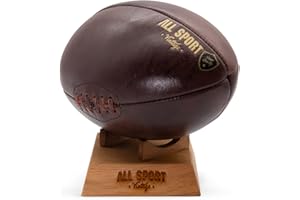 ALL SPORT VINTAGE - Ballon De Rugby - Choix Socle Disponibles - Personnalisation Disponible - Cuir De Vachette - Cousu Main - Marque Française