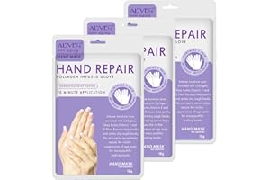 IDUCEN 3 Pairs Hands Mask Moisturizing Gloves, Hand Skin Repair Renew Mask Infused Collagen, Vitamins + Natural Plant Extracts for Dry, Aging, Cracked Hands