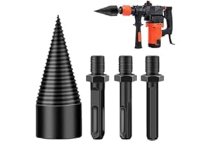 GNHG Punta Conica per Spaccalegna, 32mm + 3 Alberi di Perforazione (Gambo Quadrato, Rotondo, Esagonale), Accessorio per Trapano Elettrico, Spaccalegna a Vite per Legno, Taglialegna