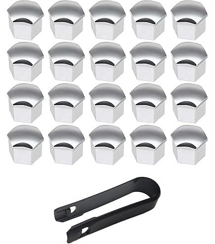 20x Radschrauben Abdeckkappen 17mm Chrom - Inkl. Demontagewerkzeug