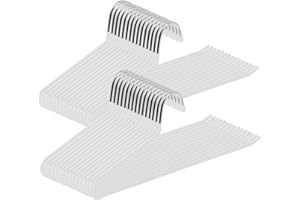 ABHENG Grucce per pantaloni, Gancio Grucce per Pantaloni, confezione da 30, Appendiabiti Salvaspazio Bianca, Gruccette in Acciaio Inox, Cromate, 38 x 0,5 x 13 cm, Bianco, AIY0530W