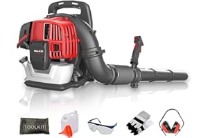 BU-KO Soffiatore per foglie a scoppio a zaino - Potente motore a 2 tempi raffreddato ad aria - Leggero con cinghie di supporto imbottite nuove e migliorate (52CC Power)