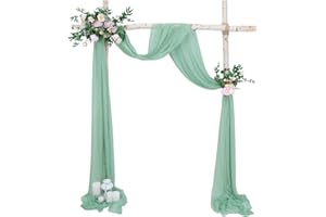 Babenest Wedding Arch Draping Fabric, 2 Panels 31" x 20Ft Sage Green Sheer Chiffon Curtain Drapery for Ceiling Ceremony Party Backdrop Décor