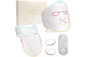IBORRIA Máscara Facial LED para Rostro, Cuello y Escote, Terapia de Luz Infrarroja Cercana, Mascarilla de Belleza de Silicona Flexible, Tratamiento en Hogar, Cuidado Rejuvenecimiento de Piel (Blanco)