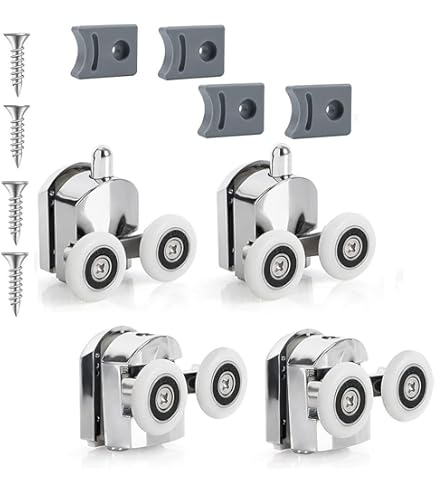Set van 4 Twin Douche Deur Rollers Runners Wielen Katrollen 23mm Wieldiameter Bovenste Onderste Badkamer Vervangende Onderdelen (Model-2