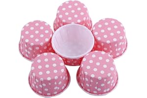 RAGUSO Papel para Magdalenas, 100pcs Cupcake Wrappers Muffin Antiadherente Tazas para hornear para vacaciones Mini Party Wedding 8 colores Safe Food Grade Sin olor Pastelería Moldes para Formas(Rosado)