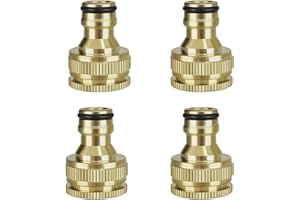 iBamso 4 Pack connecteur de Tuyau de Jardin, connecteur de Robinet de Tuyau de Jardin en Laiton, 1/2 Pouce et 3/4 Pouce 2 en 1 connecteur Rapide de Robinet fileté Femelle, Adaptateur de Robinet