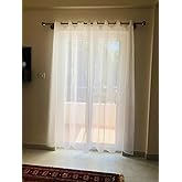 Curtain King Polyester Fully Transparent Net Sheer Curtain (Pack of 1) (Door, 7 Feet, White) - Grommet