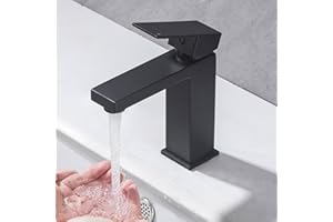 BuntHaus Rubinetto per il Bagno Lavabo Acciaio Inox Miscelatore Monocomando Nero con Altezza del Beccuccio di 119 MM, a Risparmio Idrico, Facile Installazione con Flessibili 3/8 Pollici da 50 cm