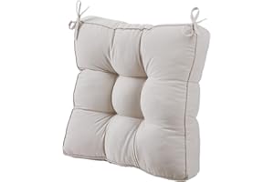 Warmiehomy Chair Cushions with Ties, 10cm Thicken Booster Cushions for Armchairs, Soft Seat Pads for Dining Chairs, Large Cushion for Chair, Elderly, Pregnancy & Post-Operative Adults, 50x50cm(Cream)