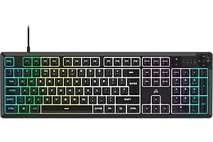 Corsair K55 CORE RGB Membrane Wired Gaming Keyboard – Quiet, Responsive Switches – Spill Resistance – Ten-Zone RGB – Media Keys – iCUE Compatible – QWERTY UK – PC, Mac – Black