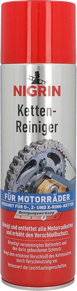 NIGRIN Kettenreiniger, 500 ml Sprühdose, Kettenspray für Motorrad, reinigt und entfettet Motorradketten - 1