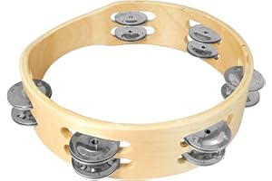 TIGER MUSIC TIGER 20 cm bezgłowy dwurzędowy tamburyn - drewniany tamburyn naturalny