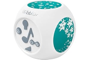 bblüv - Kübe - Veilleuse Musicale et Lumineuse - 15 Sons et Mélodies avec Capteur Sonore - Blanc et Bleu