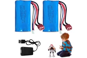 HOVCEH 2 Pcs 7.4 V Li-ion Battery, Rechargeable Lithium Lonen Batterien, 7.4V 3000-mAh Lithium-Ionen Akku, Li-Ionen-Akku für RC Fahrzeuge,Panzer,Auto,Roboter,Stunt Car