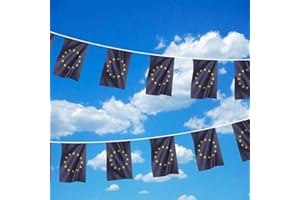 JNDEE Fabric EU European Union Bunting Flag 10metres 33ft with 30 Flags Each Flag 16cm X 23cm