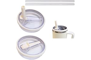 FUTYA 2PCS Tumbler Flip Straw Lid Replacement Fit for Stanley Quencher 40 oz, Leak-Proof, Reusable Tumbler Cover (Milky white)