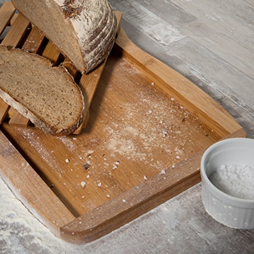 Levivo Brotschneidebrett aus Bambus mit abnehmbarem Krümelgitter - 4