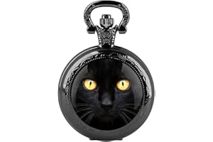 Tiong Pocket Watch Black Vintage Steampunk Quartz Pocket Watch Costume Men Women Necklace Jewelry Gifts