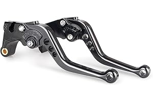 GZYF Set leve freno e frizione corte per Kawasaki Ninja 650R ER-6F ER-6N / Versys 650 2006-2008, ZX-6 1990-1999, ZX-9R 1998-1999, Z750S 2006-2008, nero