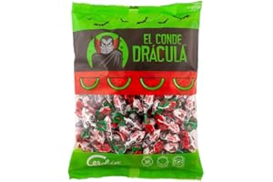Caramelos Cerdán - Caramelos El Conde Drácula Sabor Sandía | Caramelo Duro Sin Gluten ni Alérgenos | Ideal para Fiestas, Eventos y Cumpleaños | Medio Kilo - Bolsa de 500 gr
