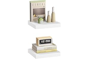 ‎ESITURO eSituro Wandregal, schwebendes weißes Regale für Wandmontage, 2er-Set Schweberegal Hängeregal Wandbrett im Wohnzimmer Schlafzimmer Küche Badezimmer, 25x3,8x22,9 cm