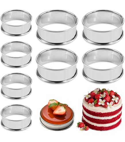 10 stuks geperforeerde taartringen van roestvrij staal, hittebestendige poreuze cakemousse-ring, metalen ronde taartringen voor het bakken van dessertringen, doe-het-zelf poreuze crumpetringen