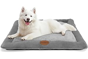 Nobleza Colchoneta para Cama para Perro Grande， Colchón Lavable Antideslizantes para Mascotas， Cojines de Sofá Cómodos para Perros y Gatos， con Felpa Corta Ultra Suave y Gruesa， Gris， 95 x 75 x 9 cm