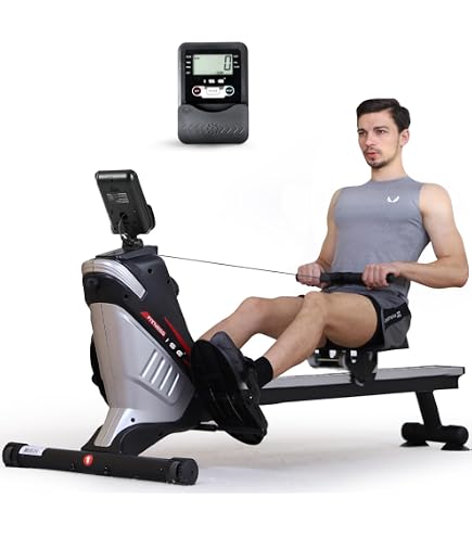Rameur Magnétique Silencieux Superun - 32 Niveaux De Résistance - Écran LCD Et Compatible App - Pour Salle De Sport à Domicile