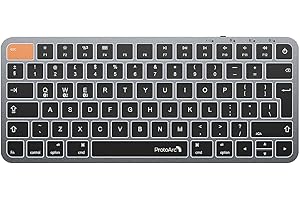 ProtoArc Backlit Compact Wireless Keyboard for Mac, K90-A Bluetooth Keyboard, Multi-Device, Low Profile, Fluid Quiet Typing, Rechargeable, Compatible with MacBook Pro/Air, iPad - UK Layout
