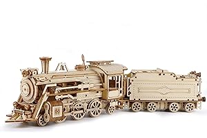 RoWood Puzzle 3D Modello di Locomotiva a Vapore in Legno - Modellini Auto da Costruire per Adulti - Modellismo da Costruire Adulti Fai da Te - Regali di Compleanno e Natale