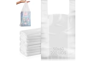 MARCPRINT Bolsas Plastico Asa Camiseta ECONOMICAS | Bolsas De Plastico Con Asas 200 unidades | Medidas 50x60 cm