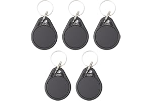 HEMLOSK RFID Schlüsselanhänger Set 5 Stück, Programmierbare CUID RFID Chips & NFC Tags für Android (MCT), UID Modifizierbar Kompatibel mit Zutrittskontrollsystemen Schwarz