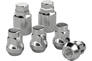 ZOFFI Chrome Wheel Locking Nuts 4PCS With 2PCS Sockets(Hex 19mm/21mm) M12x1.5 Sliver Alloy Steel Wheel Nuts Fits Ford Mitsubishi Toyota Mazda