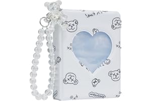 BABYFOND 3 Zoll Kpop Fotokartenhalter, 7.6 cm Mini-Fotoalbum, Kpop-Fotokartenhalter,Liebesherz,Fotokartenhalter für beste Freundin Besties oder Freund Partner (Beige)