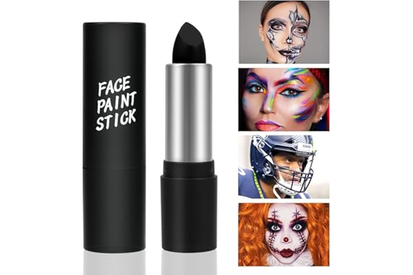 Crayon Corporel en Bâton de Peinture, Bâtons de Maquillage de Peinture pour le Visage et le Corps Peinture Corporelle pour le Visage Peinture Corporelle pour Cosplay, Carnaval, Halloween, Noël, Noir