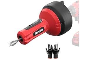 POPULO 5m Trivella di scarico, Alimentazione automatica Spirale per la pulizia dei tubi Sonda Sturatubi, Utensili per la rimozione di zoccoli di scarico a serpente per impianti idraulici