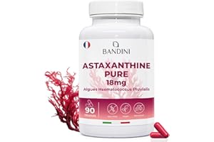 Bandini® Pure Astaxanthine 18 mg par gélule | 90 gélules - 3 mois d'approvisionnement | Puissant antioxydant naturel issu de l'algue Haematococcus Pluvialis - Astaxanthin naturelle, sans OGM