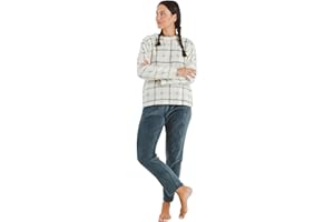 TRAMAS+ Pijama Mujer Invierno, Pijama Coral de Mujer, Conjunto de Camiseta de Manga Larga y Pantalón Largo con Cintura Ajustable Calentito, Conjunto para Mujer