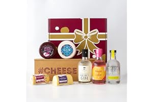 Three Gin & Four Cheese Gift Hamper. Ultimate Birthday Hampers for Women and Men. with A Range of Wonderfully Flavoured Gins and A Delicious Cheese Selection. The Chuckling Cheese Company.