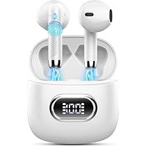 HKERR Auricolari Bluetooth 5.3 Stereo HiFi Con Microfono – 50 Ore, LED Display, Touch Control, USB-C, IP7, Blu