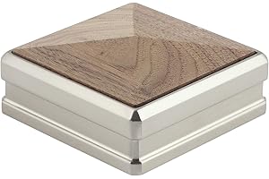 Solution Full Newel Cap rebated to fit a 90mm Newel Post in Walnut & Brushed Nickel