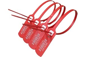DUEBASS Plastic Seal 100 Security Numbered Zip Ties 16” Truck Seals,Trailer Seals, Container Seal,Lock Seal, Doors Seal, Storage Shipping Seal (Red)
