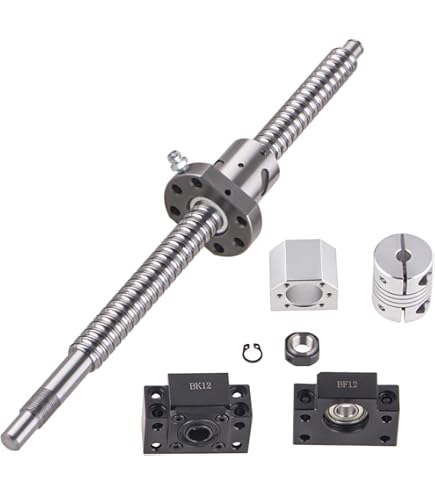CNCMANS Husillo De Bolas SFU1605 400mm – Acero Inoxidable Con Soportes BK12/BF12 Y Acoplamiento 6.35x10mm Para Máquinas CNC